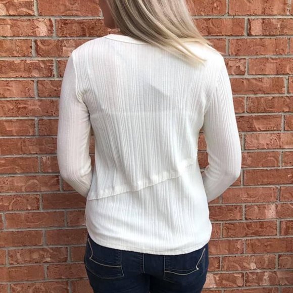 Ivory Ribbed Long Sleeve Top - Picture 2 of 2